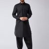 Cotton Pathani Collar Kurta Pajama For Men Black