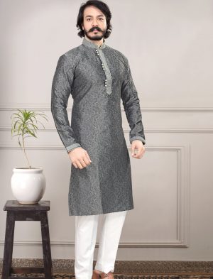 Silk Kurta Pajama for Men Grey | IndiFeels Australia