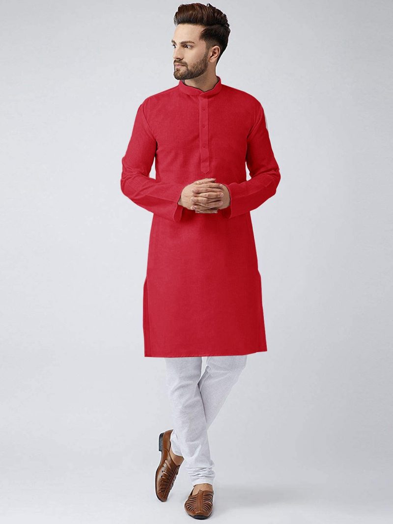 Cotton Kurta Pajama for Men - Red | IndiFeels Australia