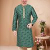 Printed Cotton Kurta Pajama for Men - Green | IndiFeels Australia
