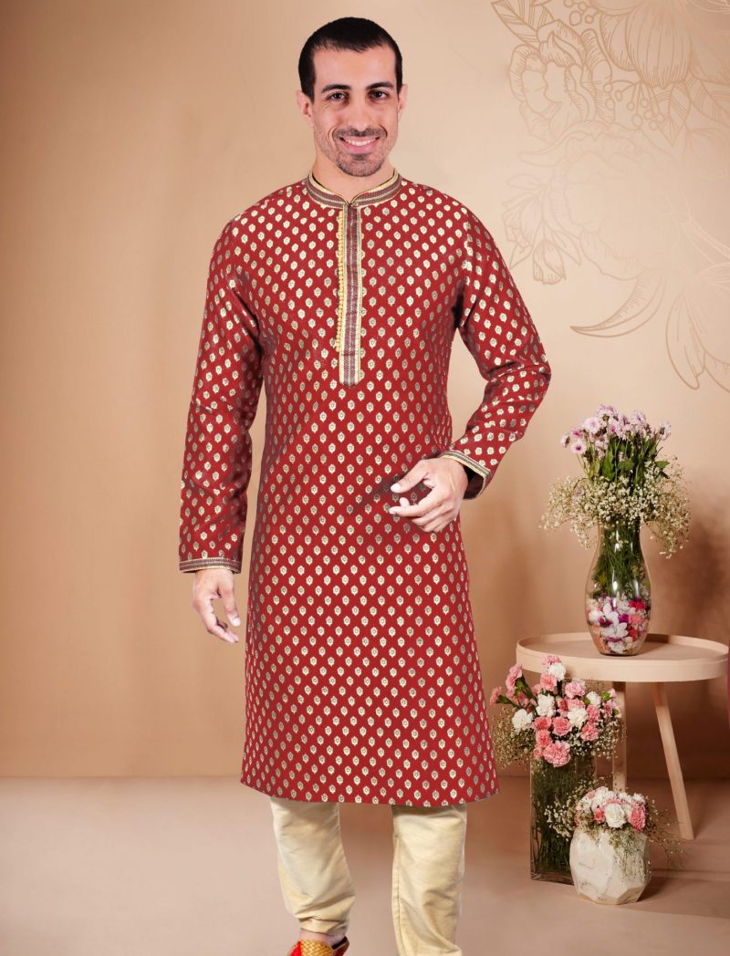 Cotton Kurta Pajama for Men - Red | Indifeels Australia