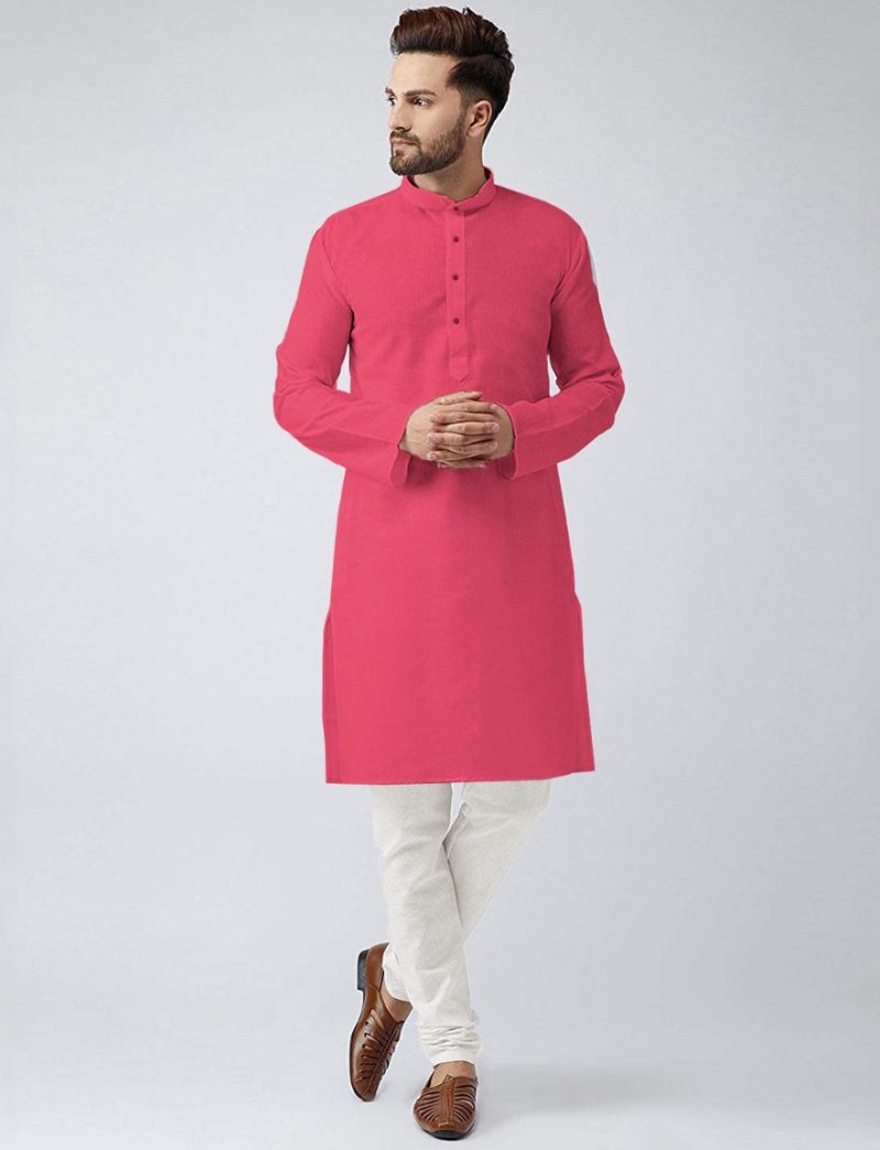 Plain Cotton Kurta Pajama - Pink | IndiFeels Australia