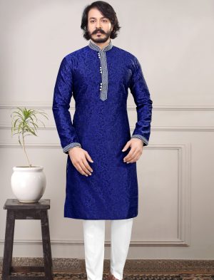 New Printed Royal Blue Kurta Pajama for Men