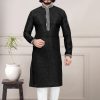 Black Printed Kurta Pajama For Mens