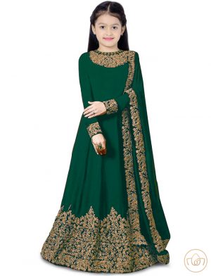 Green anarkali Gown Dress for Kids Girl