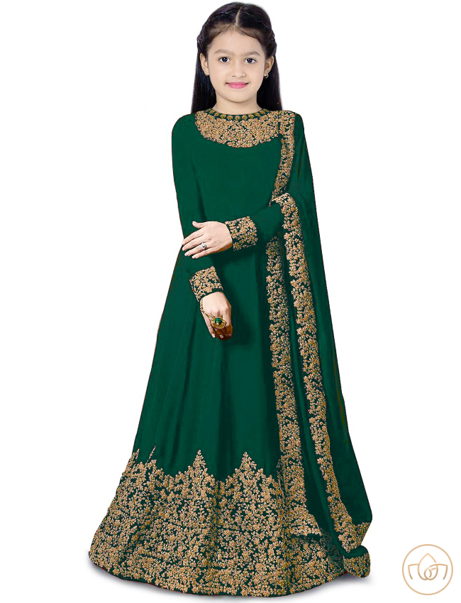 Green anarkali Gown Dress for Kids Girl