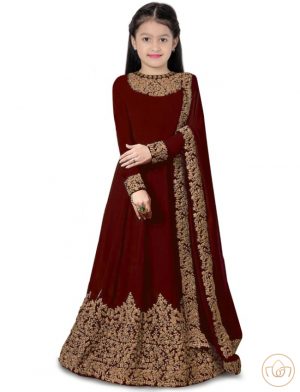 Girls long gown - maroon