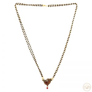 Maroon & Green Colour Glass Stone Mangalsutra