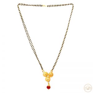 Maroon Colour Glass Stone Mangalsutra