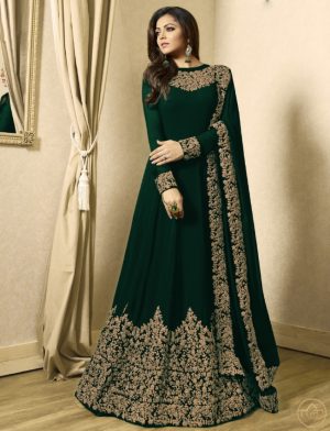 Green Embroidered Anarkali gown for women