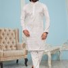 White Chikankari Kurta for Men