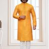 Silk Yelllow Kurta Pajama for Men