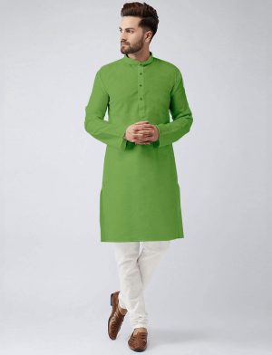 Men Stylish Kurta Pyjama - Parrot Green