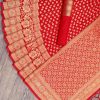 Designer Red Banarasi Saree with Fully Stitched Blouse