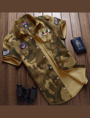 Camo Printed Cotton Shirt Men
