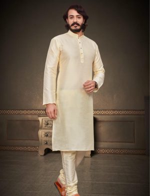 Men's Silk Kurta Pajama - Yellow