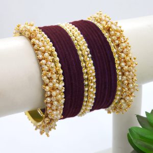 Bridal Bangles Maroon (1 Hand Set)