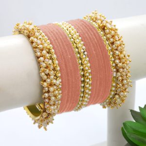 Bridal Bangles Peach (1 Hand Set)