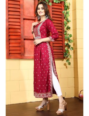 Maroon Nyra Cut Kurta