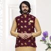 Maroon Pattern Nehru Jacket
