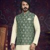 Patterned Green Nehru Jacket