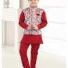 Red Pattern Nehru Jacket