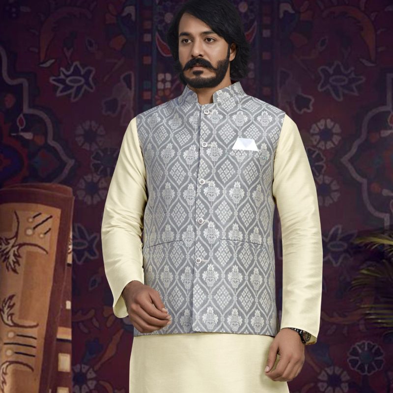 Pattern Grey Nehru Jacket