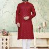 red mirror work kurta pajama