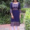 blue printed kurti women