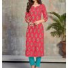 pink printed rayon kurti
