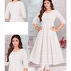 White chikankari long anarkali kurti