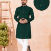 Indian Green Chiknkari Kurta for Men