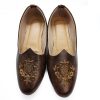 Royal Crest Leather Juttis - Brown