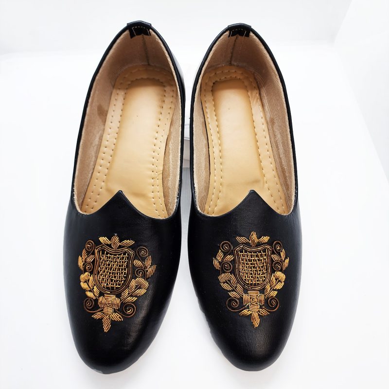 Royal Crest Black Jutti Wedding Shoes Indian Style for Sherwani and Kurta