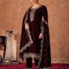 Maroon Velvet Indian Suit with Golden Embroidery