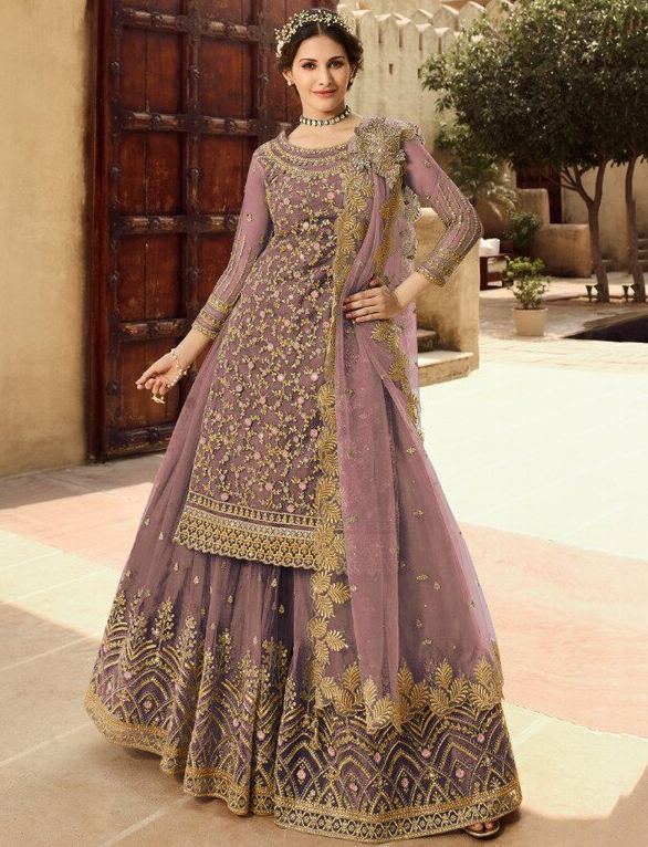 Party Wear Purple Punjabi Lehenga Suit
