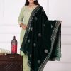Velvet Embroidery Suit With Velvet Shawl