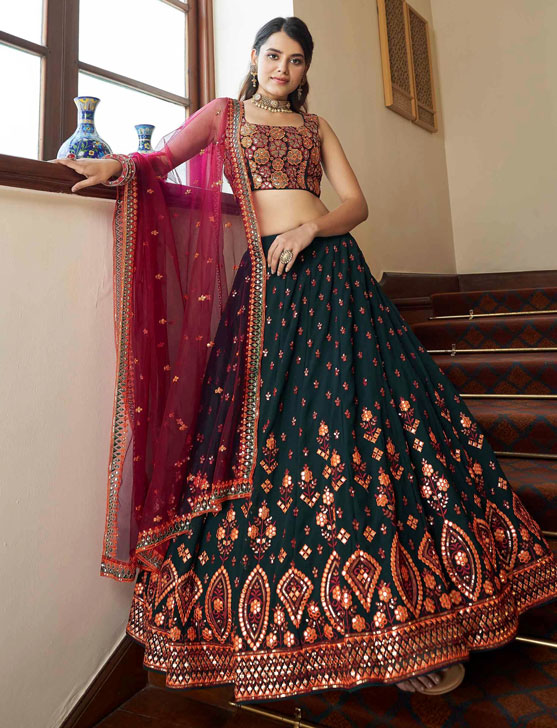Green Party Wear Lehenga Choli