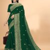 green embroidered georgette saree