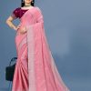 Indian Wedding Pink Saree with Fully Stitched Blouse