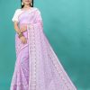 Purple Soft Organza Saree with Fully Stitched Blouse
