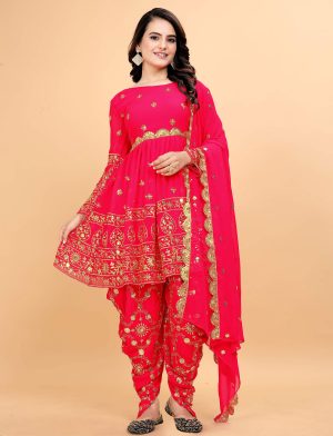 Crimson Pink Dhoti Salwar Suit