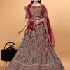 Maroon Green Velvet Bridal Lehnga