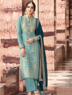 Sky blue indian suit for women
