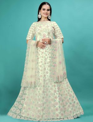 Party Wear White Lehenga