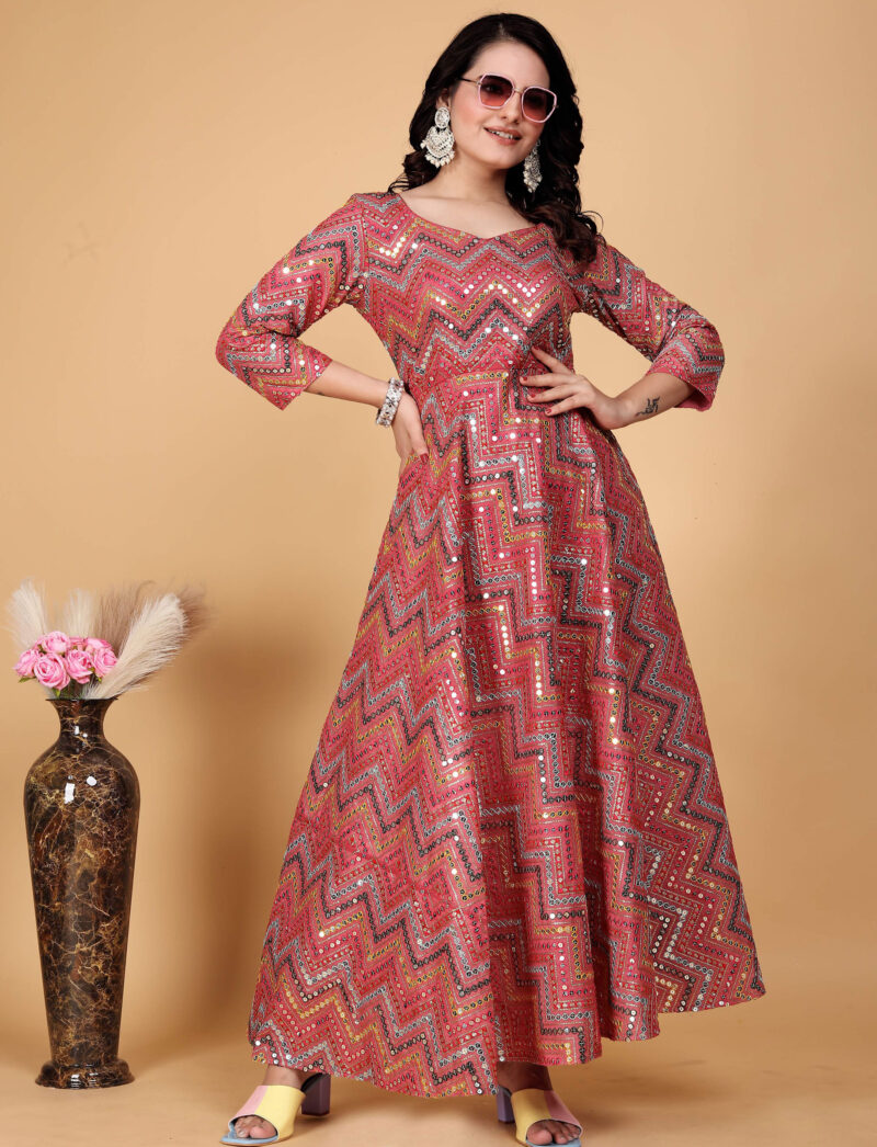 Pink Embroidered Anarkali Gown