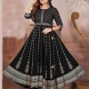 Black Anarkali Printed Kurti