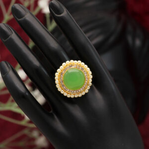 Parrot Green Kundan Ring