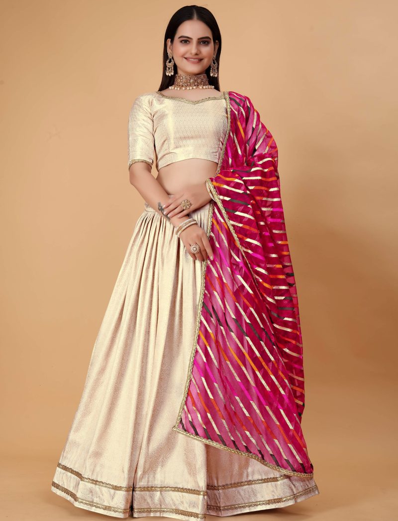 silk golden lehenga choli