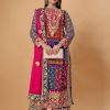 Multicolour palazzo pakistani suit for women with embroidery